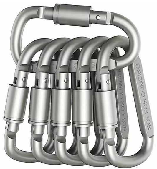 3 inch Aluminum Locking Carabiner | D-Ring Heavy Duty Buckle | Small Clip, Key Ring, Backpack Clip, Spring Link Hooks | Black or Grey