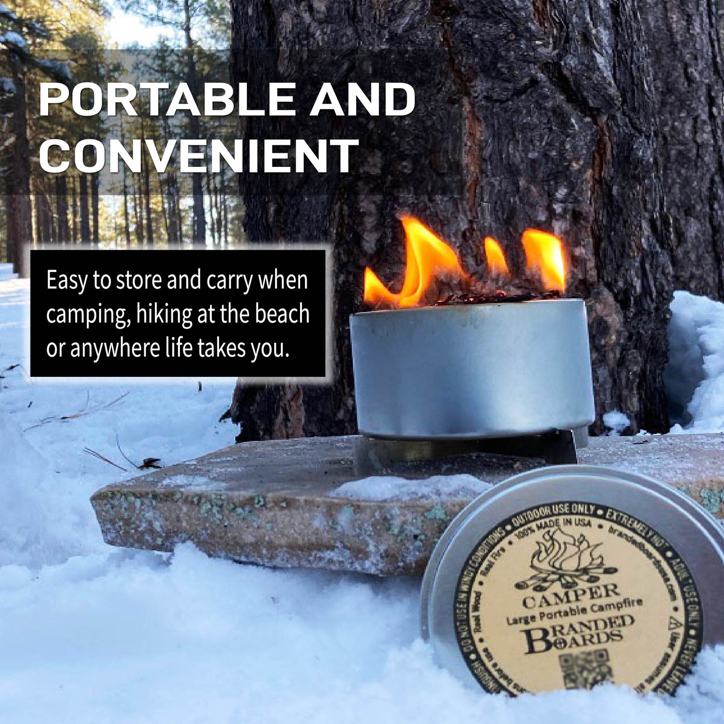 Branded Boards Portable Bonfire Campfire 100% Made in USA. "The Bushcraft" - MEDIUM
