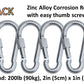Heavy Duty 2" & 2.8" Locking Thumb Screw Closure Zinc-Galvanized Steel Carabiner Spring Snap Clip Link Hooks