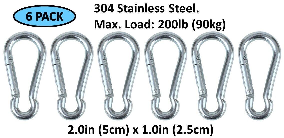 Heavy Duty 2 & 2.8 Stainless Steel Carabiner Spring Snap Clip Link H –  EZAIZAI