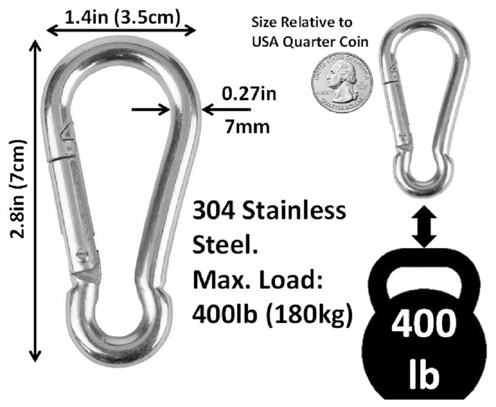 Stainless Steel Spring Snap Hook Carabiner Heavy Duty Quick Link Double  Jack Chain - China Chain, Hardware